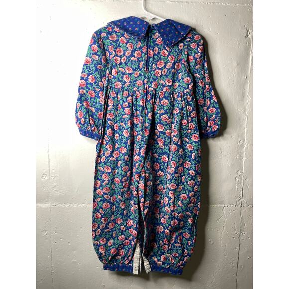 Vintage Polly Flinders Bubble Romper Blue Floral Girls Size 3T - Picture 5 of 7